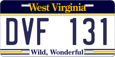 WV license plate DVF131