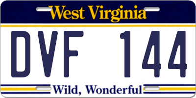 WV license plate DVF144