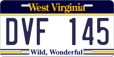WV license plate DVF145