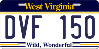 WV license plate DVF150