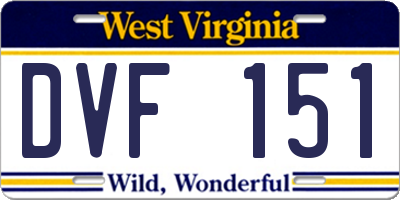 WV license plate DVF151
