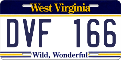 WV license plate DVF166