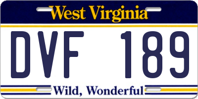 WV license plate DVF189