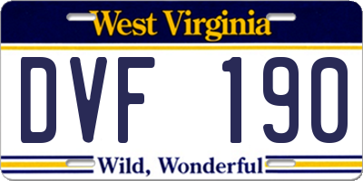 WV license plate DVF190