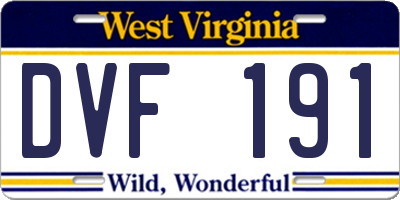 WV license plate DVF191