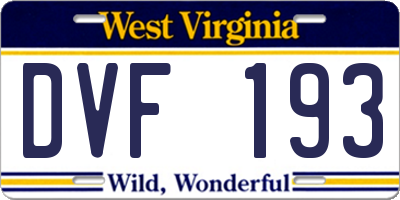 WV license plate DVF193