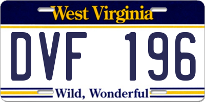 WV license plate DVF196