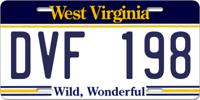 WV license plate DVF198