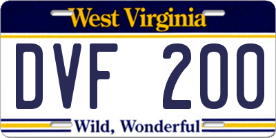 WV license plate DVF200