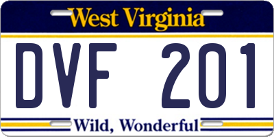 WV license plate DVF201