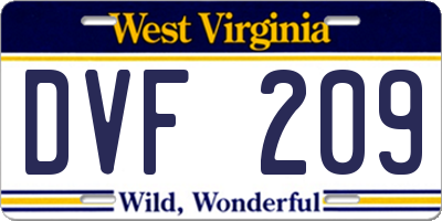 WV license plate DVF209