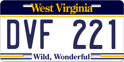 WV license plate DVF221