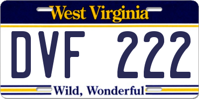 WV license plate DVF222