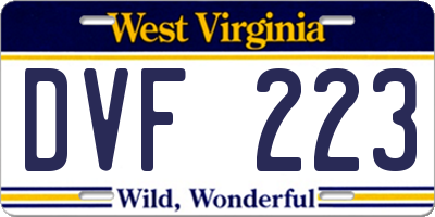 WV license plate DVF223