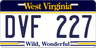 WV license plate DVF227