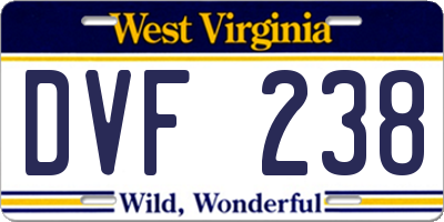 WV license plate DVF238