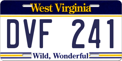 WV license plate DVF241