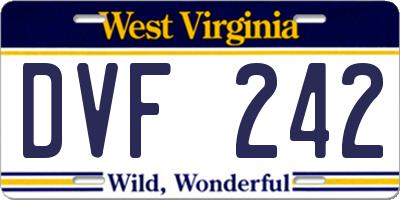 WV license plate DVF242