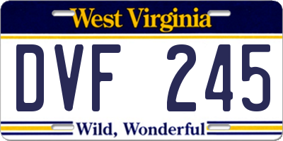 WV license plate DVF245