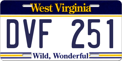 WV license plate DVF251