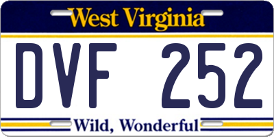 WV license plate DVF252