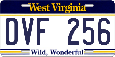 WV license plate DVF256
