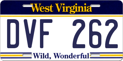 WV license plate DVF262