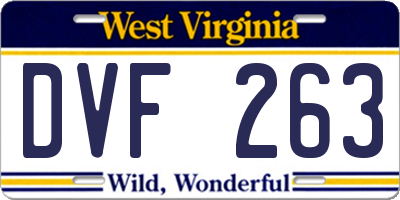 WV license plate DVF263