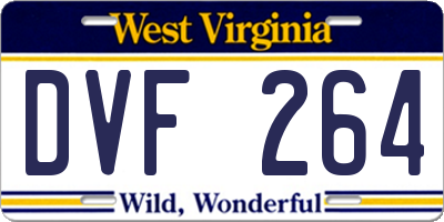 WV license plate DVF264