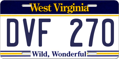 WV license plate DVF270