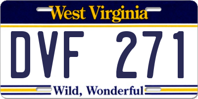 WV license plate DVF271
