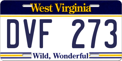 WV license plate DVF273