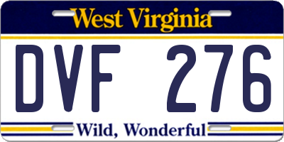 WV license plate DVF276