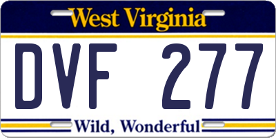 WV license plate DVF277