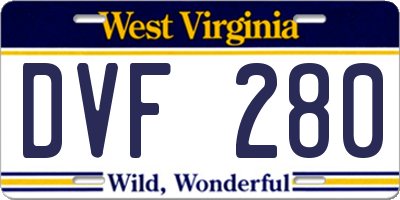 WV license plate DVF280