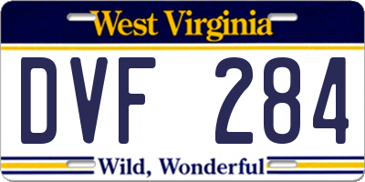 WV license plate DVF284