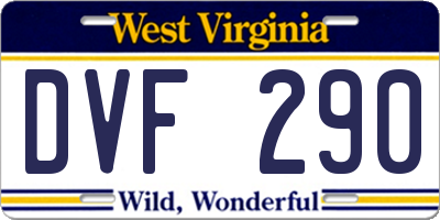 WV license plate DVF290