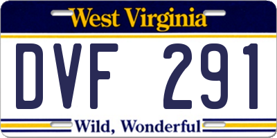 WV license plate DVF291