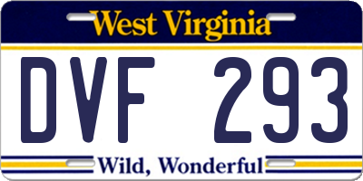 WV license plate DVF293