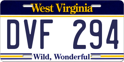 WV license plate DVF294