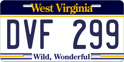 WV license plate DVF299