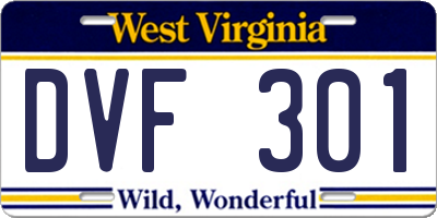 WV license plate DVF301
