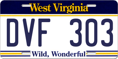 WV license plate DVF303
