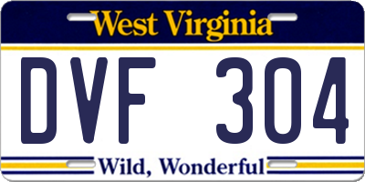 WV license plate DVF304