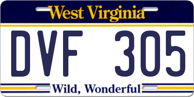 WV license plate DVF305