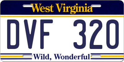 WV license plate DVF320