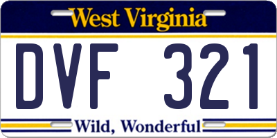 WV license plate DVF321