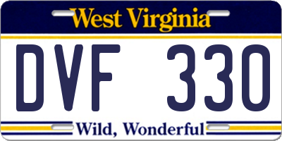 WV license plate DVF330
