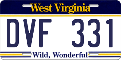 WV license plate DVF331
