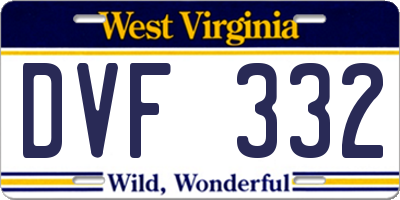 WV license plate DVF332